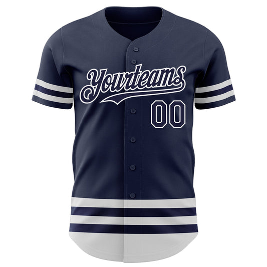 Custom Navy White Line Authentic Baseball Jersey - Sky-Custom