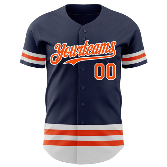 Custom Navy Orange-White Line Authentic Baseball Jersey - Sky-Custom