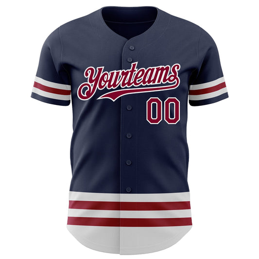 Custom Navy Maroon-White Line Authentic Baseball Jersey - Sky-Custom