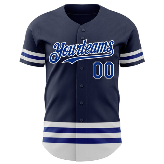 Custom Navy Royal-White Line Authentic Baseball Jersey - Sky-Custom