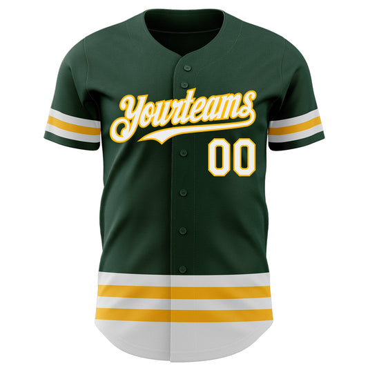 Custom Green White-Gold Line Authentic Baseball Jersey - Sky-Custom