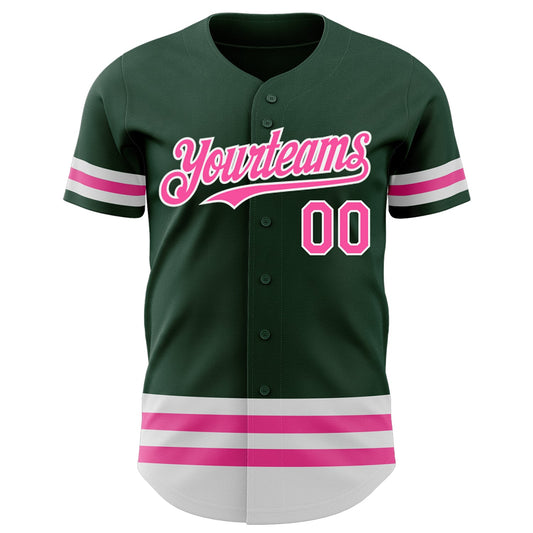 Custom Green Pink-White Line Authentic Baseball Jersey - Sky-Custom