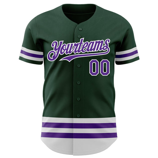 Custom Green Purple-White Line Authentic Baseball Jersey - Sky-Custom