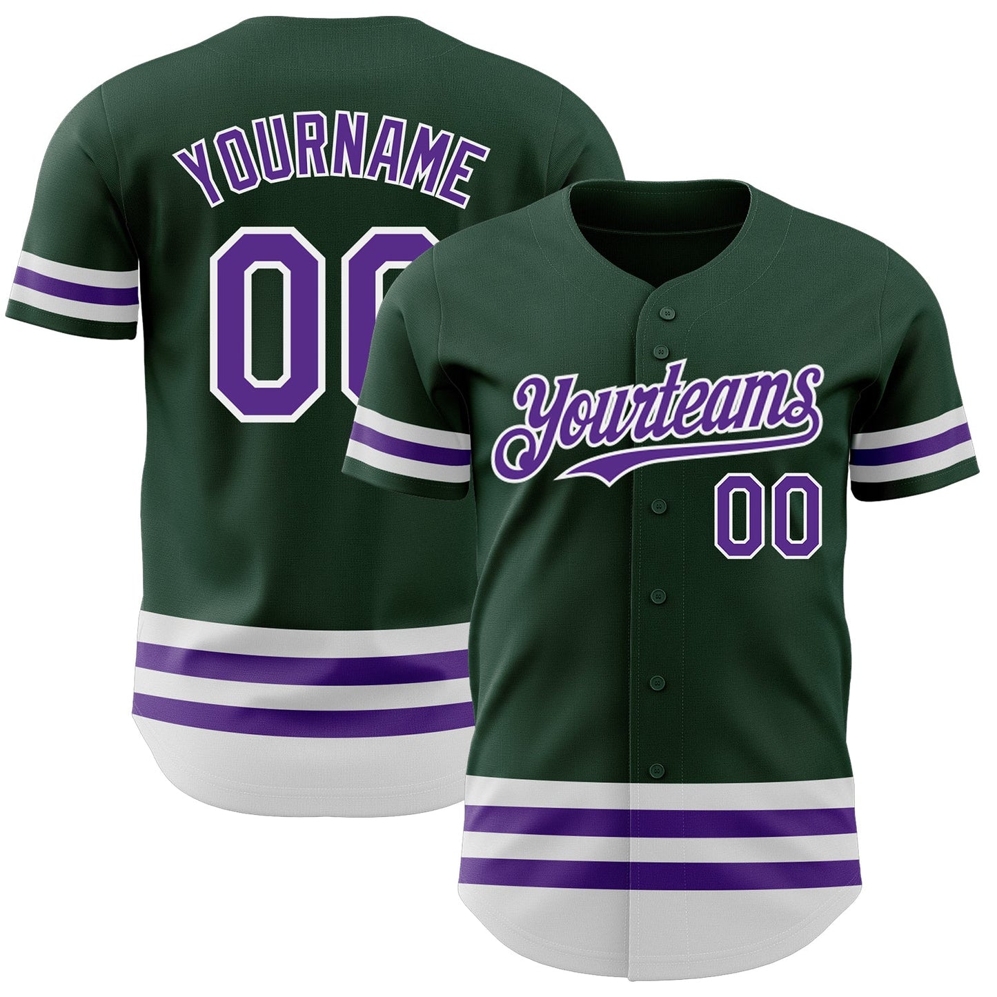 Custom Green Purple-White Line Authentic Baseball Jersey - Sky-Custom