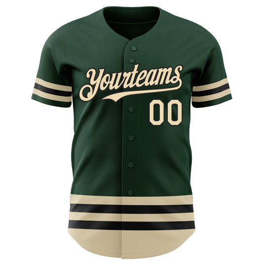 Custom Green Cream-Black Line Authentic Baseball Jersey - Sky-Custom