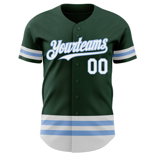 Custom Green White-Light Blue Line Authentic Baseball Jersey - Sky-Custom