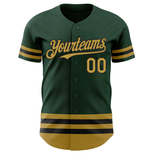 Custom Green Old Gold-Black Line Authentic Baseball Jersey - Sky-Custom