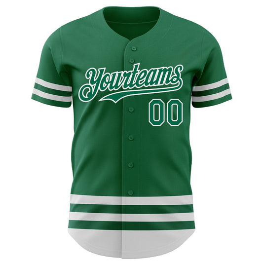 Custom Kelly Green White Line Authentic Baseball Jersey - Sky-Custom