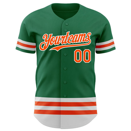 Custom Kelly Green Orange-White Line Authentic Baseball Jersey - Sky-Custom