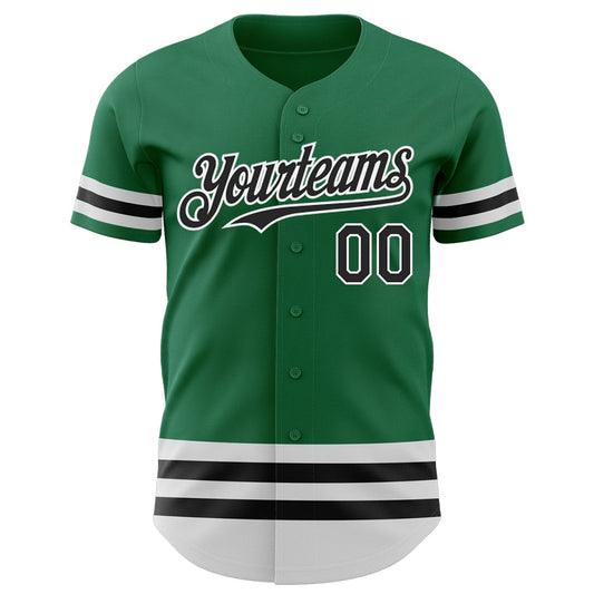 Custom Kelly Green Black-White Line Authentic Baseball Jersey - Sky-Custom