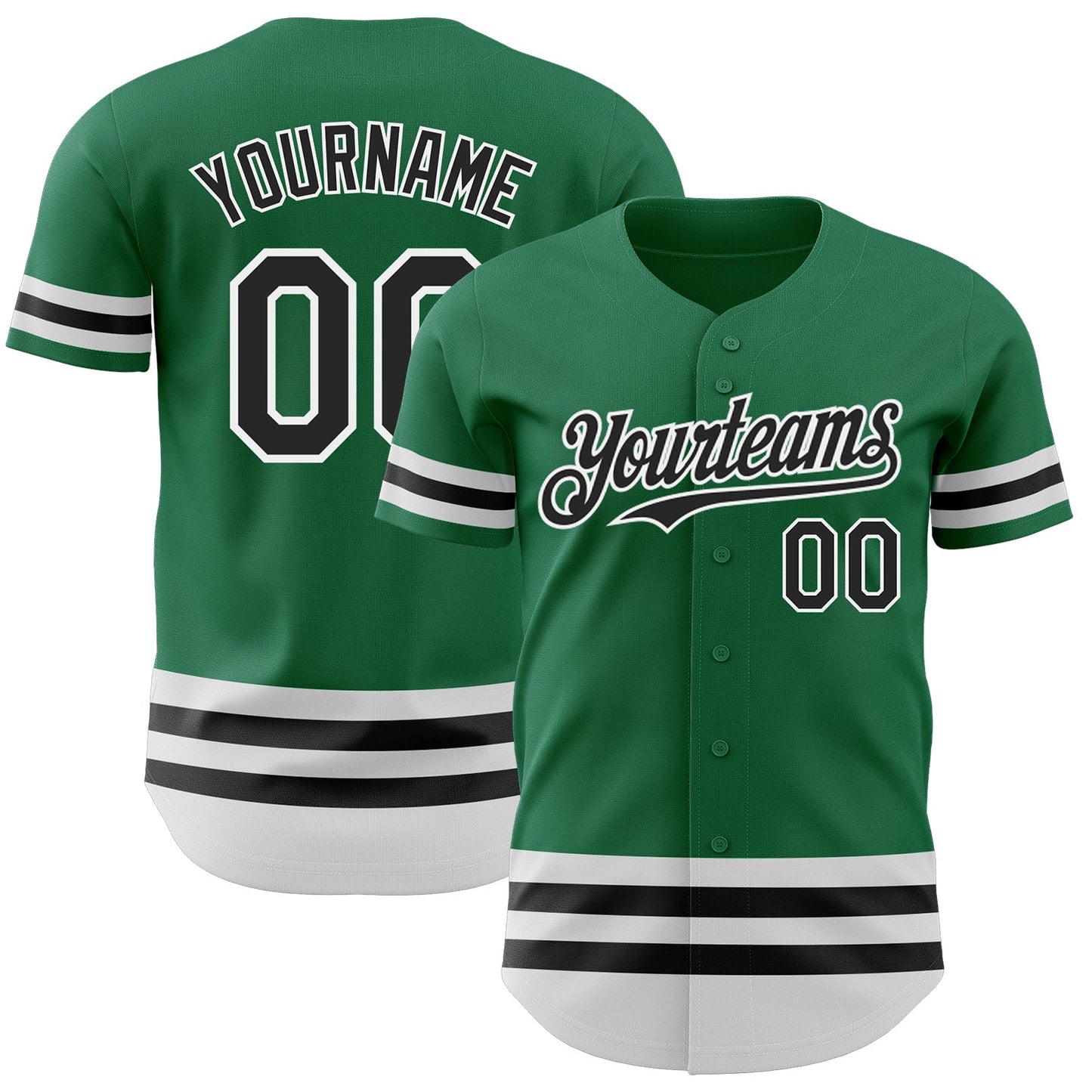 Custom Kelly Green Black-White Line Authentic Baseball Jersey - Sky-Custom