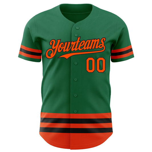 Custom Kelly Green Orange-Black Line Authentic Baseball Jersey - Sky-Custom