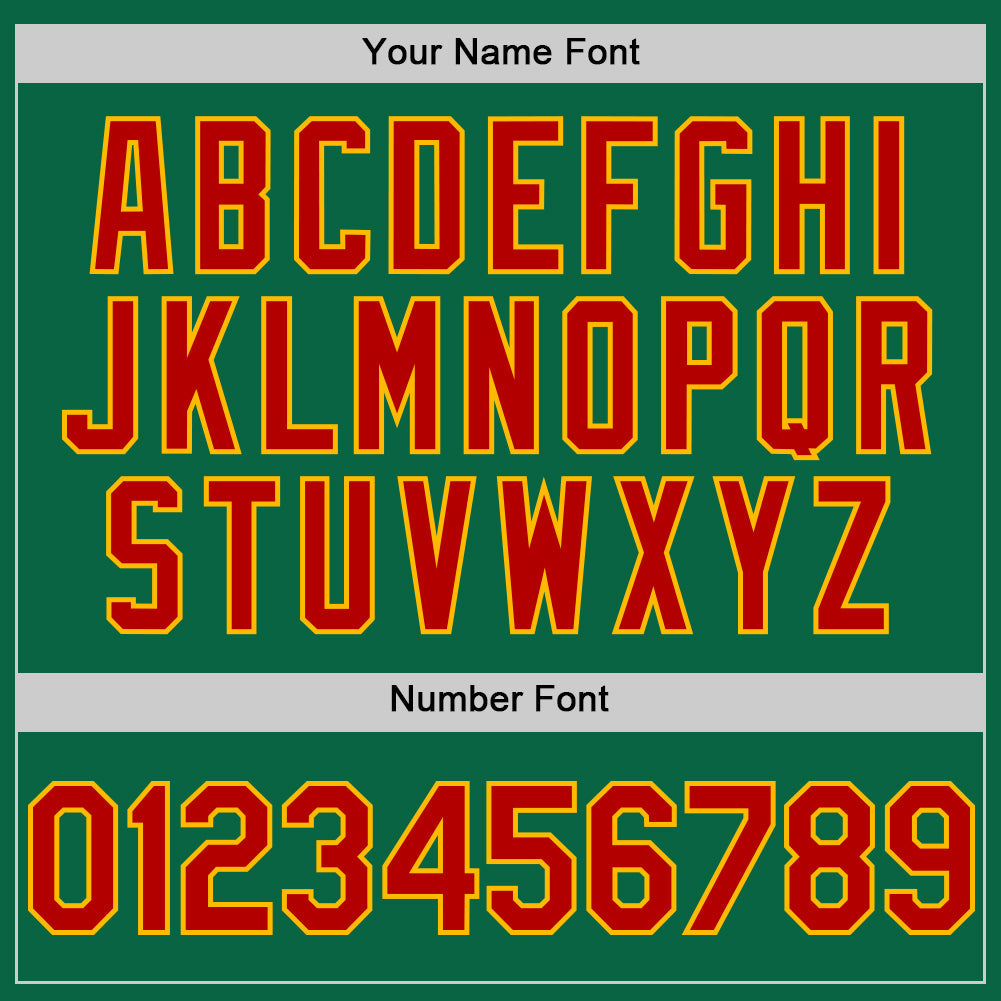 Custom Kelly Green Red-Gold Line Authentic Baseball Jersey - Sky-Custom