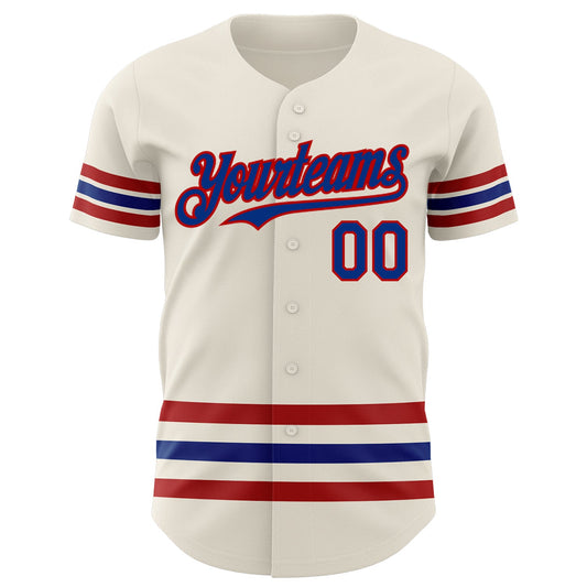Custom Cream Royal-Red Line Authentic Baseball Jersey - Sky-Custom