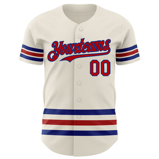 Custom Cream Red-Royal Line Authentic Baseball Jersey - Sky-Custom