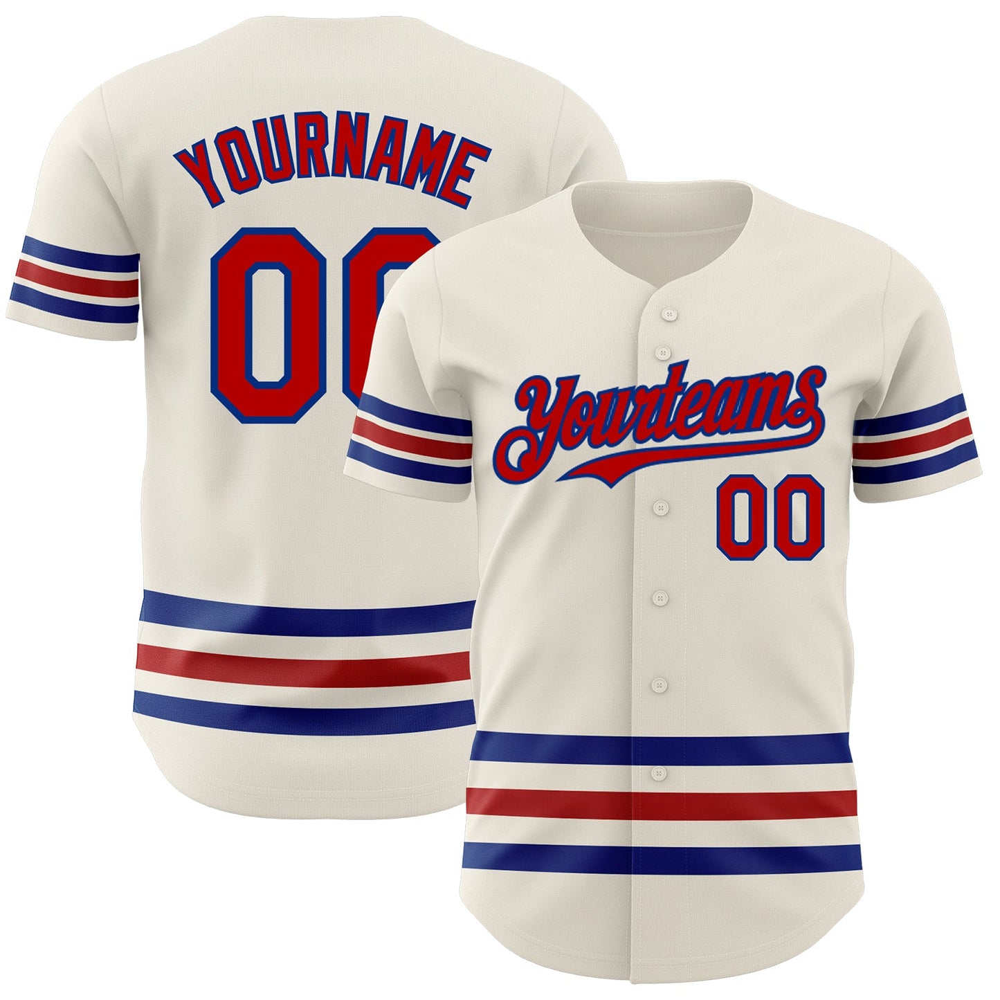 Custom Cream Red-Royal Line Authentic Baseball Jersey - Sky-Custom