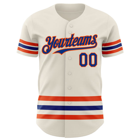 Custom Cream Royal-Orange Line Authentic Baseball Jersey - Sky-Custom