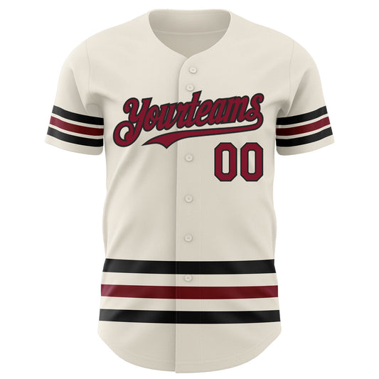 Custom Cream Crimson-Black Line Authentic Baseball Jersey - Sky-Custom