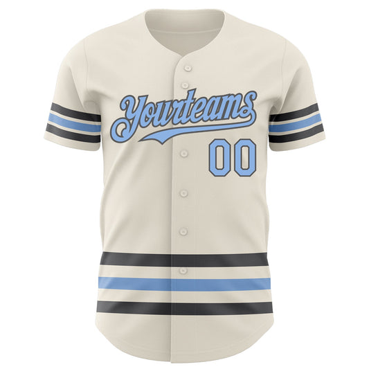 Custom Cream Light Blue-Steel Gray Line Authentic Baseball Jersey - Sky-Custom