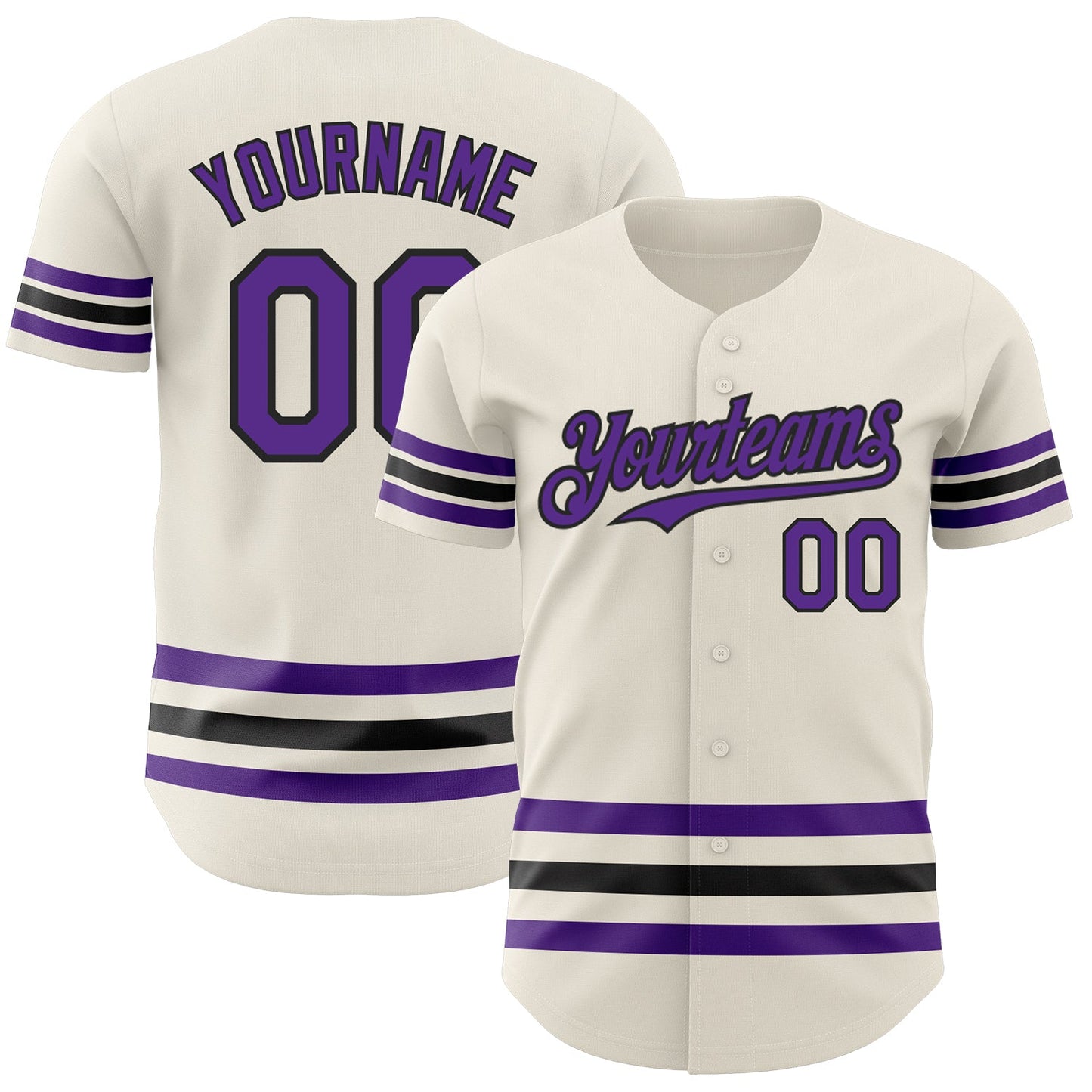 Custom Cream Purple-Black Line Authentic Baseball Jersey - Sky-Custom