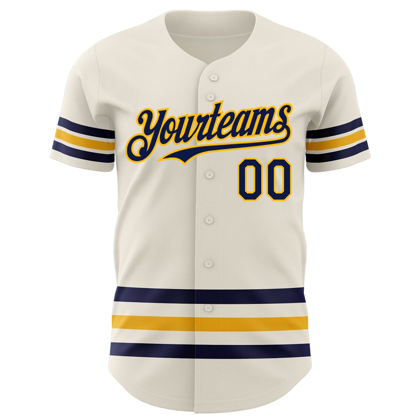 Custom Cream Navy-Gold Line Authentic Baseball Jersey - Sky-Custom