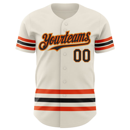 Custom Cream Black Orange-Old Gold Line Authentic Baseball Jersey - Sky-Custom