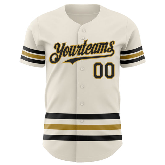 Custom Cream Black-Old Gold Line Authentic Baseball Jersey - Sky-Custom