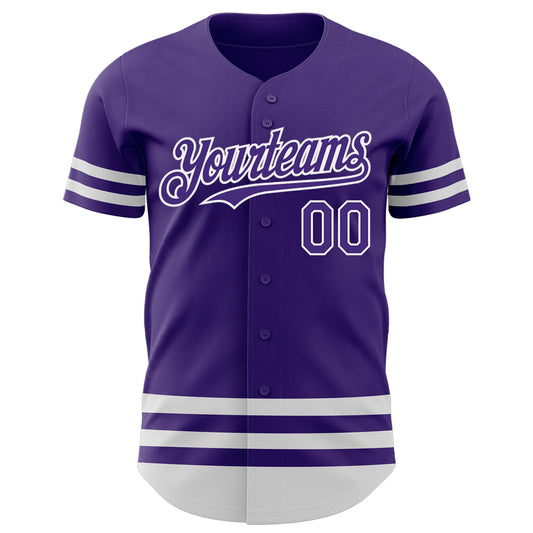 Custom Purple White Line Authentic Baseball Jersey - Sky-Custom