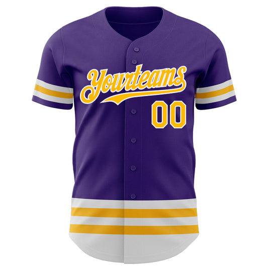 Custom Purple Gold-White Line Authentic Baseball Jersey - Sky-Custom