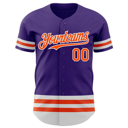 Custom Purple Orange-White Line Authentic Baseball Jersey - Sky-Custom