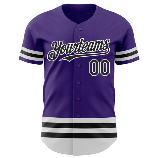 Custom Purple Black-White Line Authentic Baseball Jersey - Sky-Custom