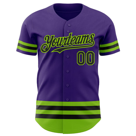 Custom Purple Black-Neon Green Line Authentic Baseball Jersey - Sky-Custom