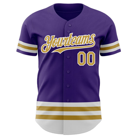 Custom Purple Old Gold-White Line Authentic Baseball Jersey - Sky-Custom
