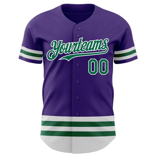 Custom Purple Kelly Green-White Line Authentic Baseball Jersey - Sky-Custom