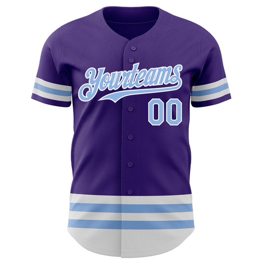 Custom Purple Light Blue-White Line Authentic Baseball Jersey - Sky-Custom