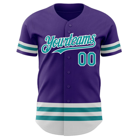 Custom Purple Teal-White Line Authentic Baseball Jersey - Sky-Custom