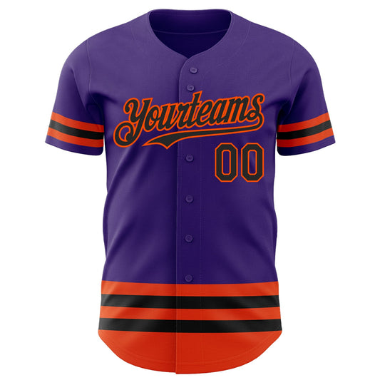 Custom Purple Black-Orange Line Authentic Baseball Jersey - Sky-Custom