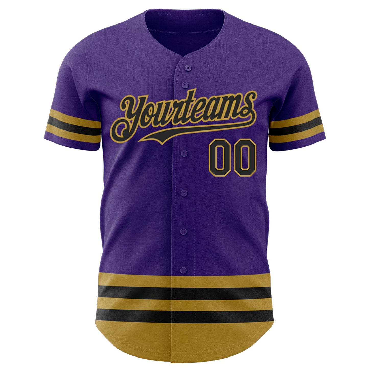 Custom Purple Black-Old Gold Line Authentic Baseball Jersey - Sky-Custom