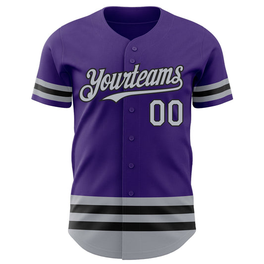 Custom Purple Gray-Black Line Authentic Baseball Jersey - Sky-Custom