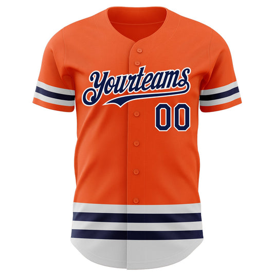 Custom Orange Navy-White Line Authentic Baseball Jersey - Sky-Custom