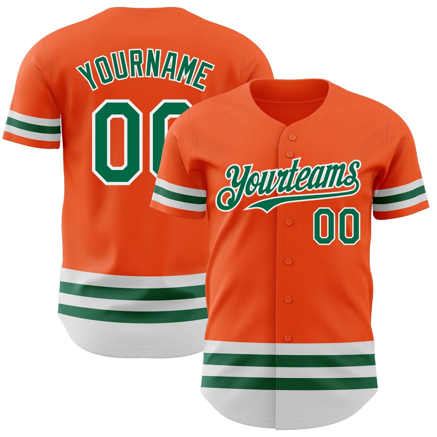 Custom Orange Kelly Green-White Line Authentic Baseball Jersey - Sky-Custom