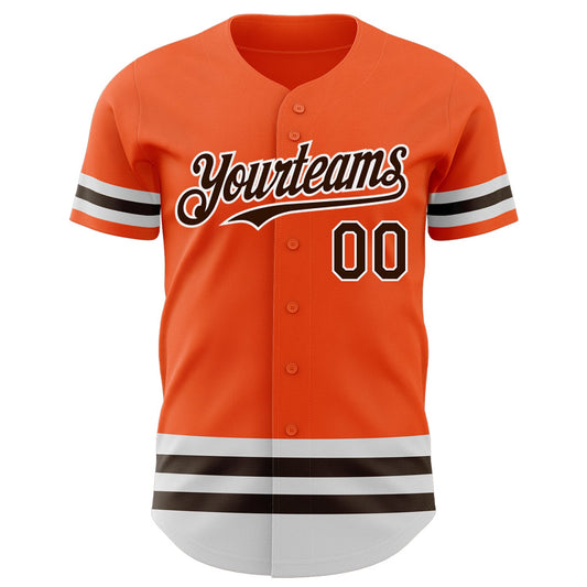 Custom Orange Brown-White Line Authentic Baseball Jersey - Sky-Custom
