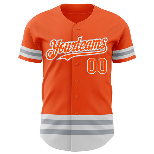 Custom Orange White-Gray Line Authentic Baseball Jersey - Sky-Custom
