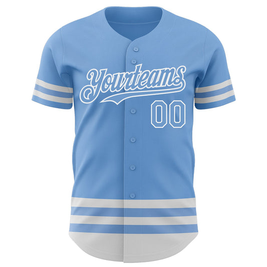 Custom Light Blue White Line Authentic Baseball Jersey - Sky-Custom