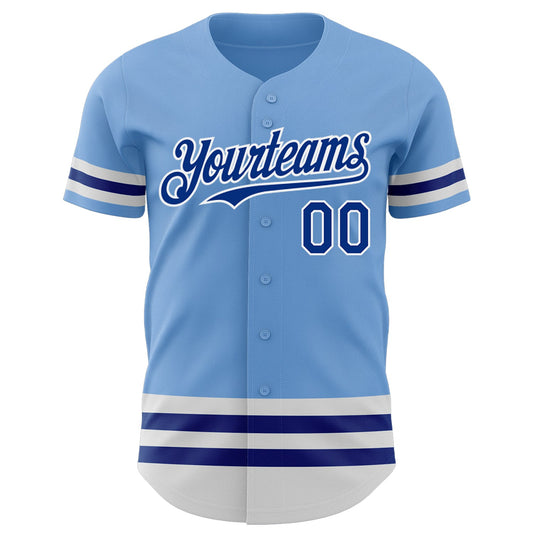 Custom Light Blue Royal-White Line Authentic Baseball Jersey - Sky-Custom