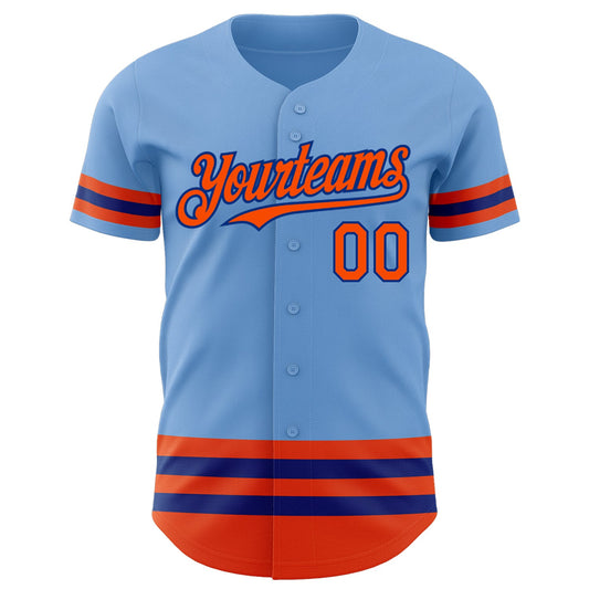 Custom Light Blue Orange-Royal Line Authentic Baseball Jersey - Sky-Custom