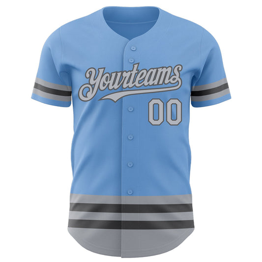 Custom Light Blue Gray-Steel Gray Line Authentic Baseball Jersey - Sky-Custom