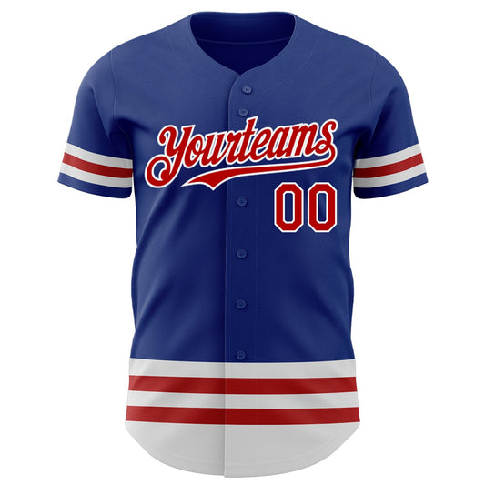 Custom Royal Red-White Line Authentic Baseball Jersey - Sky-Custom