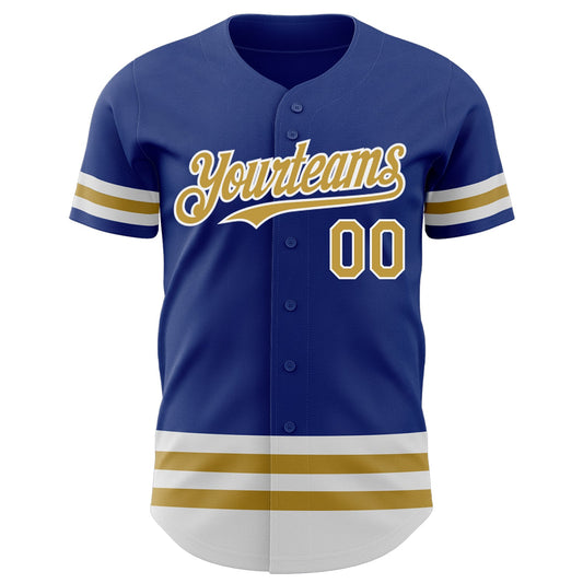 Custom Royal Old Gold-White Line Authentic Baseball Jersey - Sky-Custom