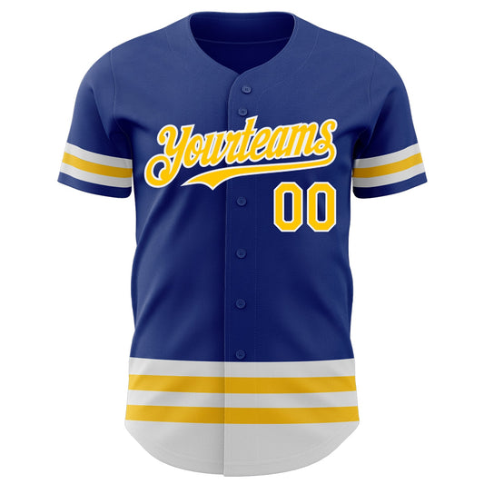 Custom Royal Yellow-White Line Authentic Baseball Jersey - Sky-Custom